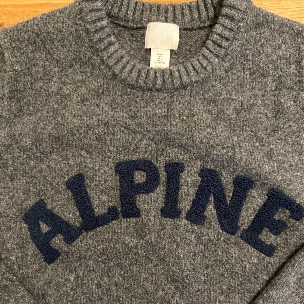 H&M Gray and Blue Crewneck Sweater